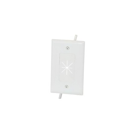 Cable Wholesale Easy Mount Series Single Gang Cable Passthrough Wall Plate with Flexible Opening, White 45-0014-WH